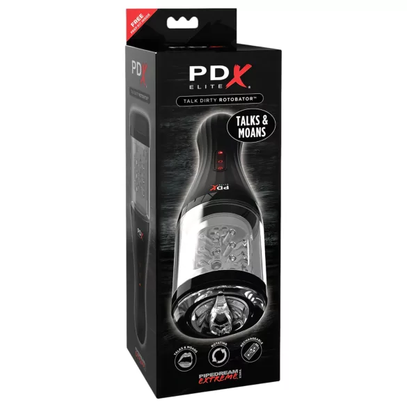 PDX Elite - masturbator za moške - vibrirajoča funkcija - prozorno črna