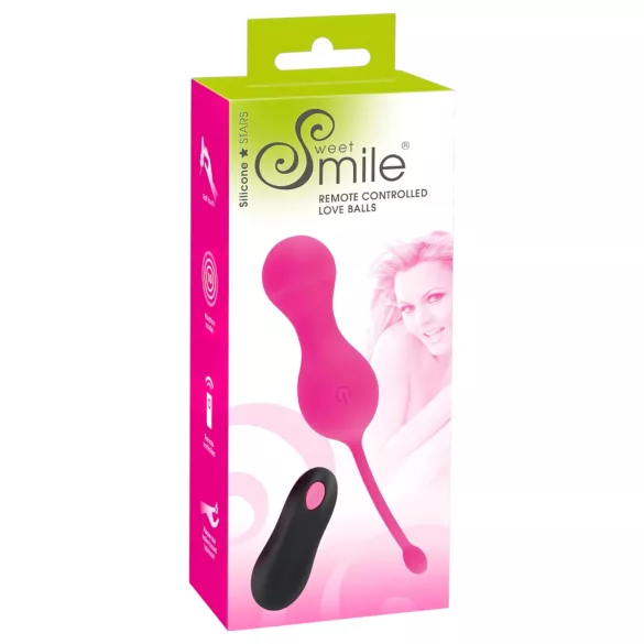 SMILE - vibracijska jajčka z daljinskim upravljanjem - polnilna - roza