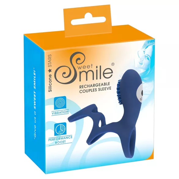 SMILE Couple - vibracijski penis obroček - polnilni - modra