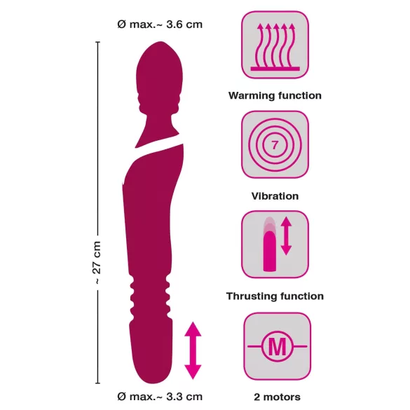 Javida Thrusting - 3v1 masažni vibrator (rdeč)