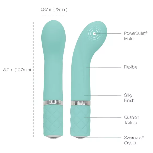 Pillow Talk Racy - vibrator za G-točko - ozek, polnilni - turkizna