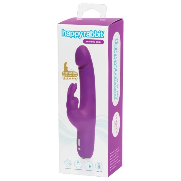 Happyrabbit - realistični slim vibrator z nastavkom za klitoris