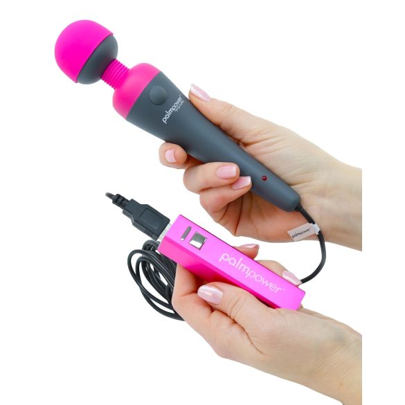 PalmPower Wand - masažni vibrator z powerbankom (roza-siva)