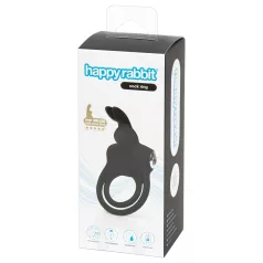   Happyrabbit - erekcijski obroč za penis in moda - vodoodporen, polnilen, črn