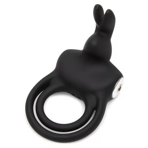Happyrabbit - erekcijski obroč za penis in moda - vodoodporen, polnilen, črn