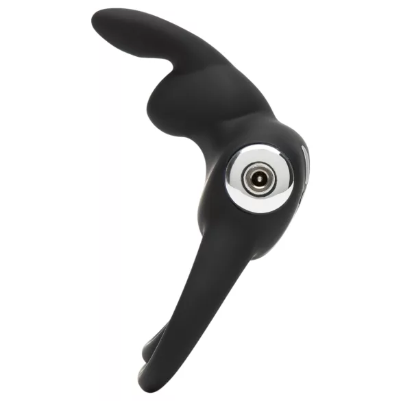 Happyrabbit - erekcijski obroč za penis in moda - vodoodporen, polnilen, črn