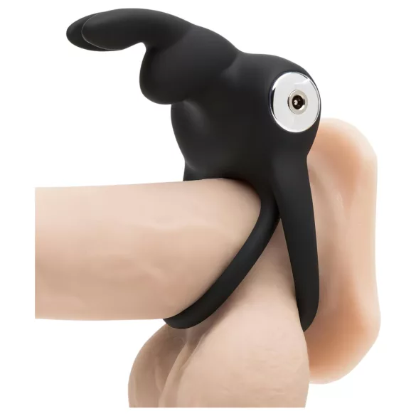 Happyrabbit - erekcijski obroč za penis in moda - vodoodporen, polnilen, črn