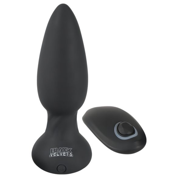Črni žamet - vrteči analni vibrator z biseri (črn)