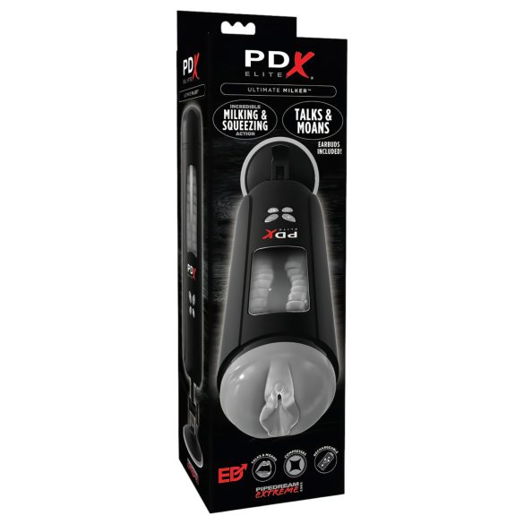 PDX Ultimate Milker - sesalno-vibracijski masturbator (črna)