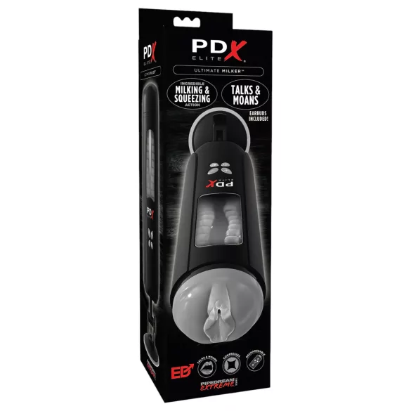 PDX Ultimate Milker - masturbator z vakuumom in vibracijami - črna
