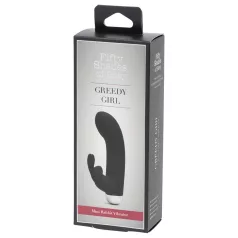   Petdeset odtenkov sive Greedy Girl - zajčkast G-točkovni vibrator (črn)