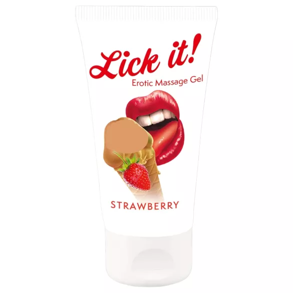 Lick it! - užitni lubrikant in masažno olje - jagoda - 50ml
