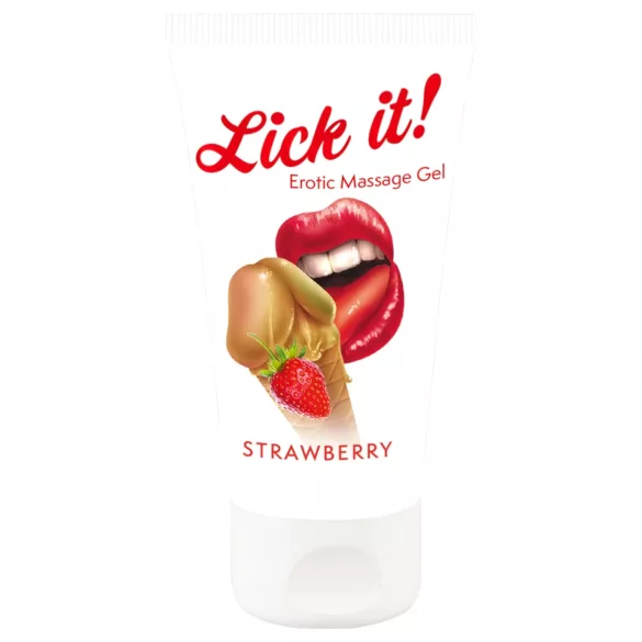 Lick it! - užitni lubrikant in masažno olje - jagoda - 50ml