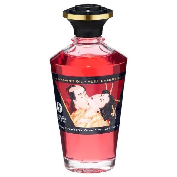 Shunga - grelno masažno olje - šampanjec-jagoda (100ml)