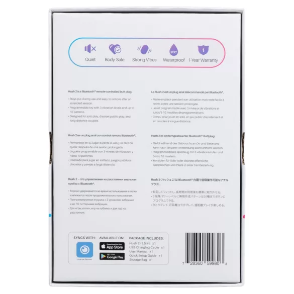 Lovense Hush 2 S - aplikacijsko vodeni analni vibrator (38 mm, črn)