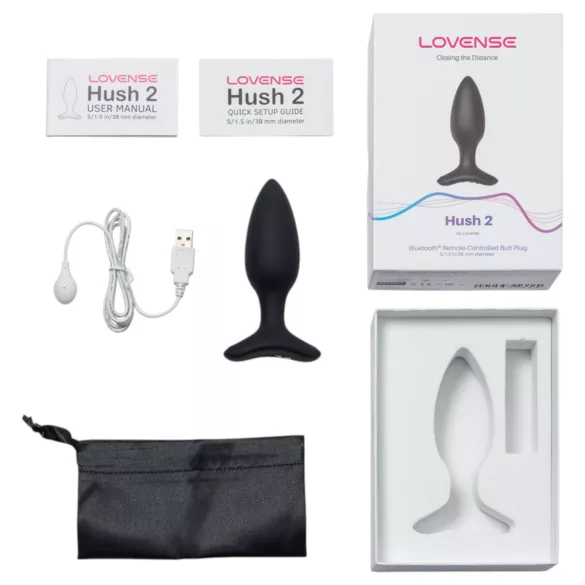 Lovense Hush 2 S - aplikacijsko vodeni analni vibrator (38 mm, črn)