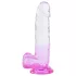 Sunfo - dildo s modom za prisesanje in testisi - 22 cm - prozorno vijolična