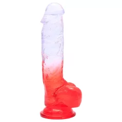   Sunfo - dildo s priseskom in modaži - 21 cm - prozorno rdeča