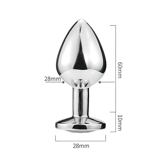 Sunfo - kovinski analni čep s srcem v obliki kamna (srebrno-bel)