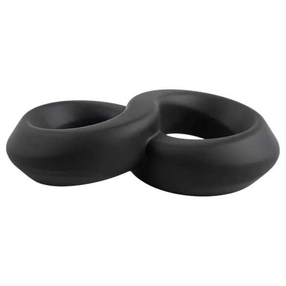 Pulselock Taur - dvojni obroček za penis in moda (črn) - 20 mm
