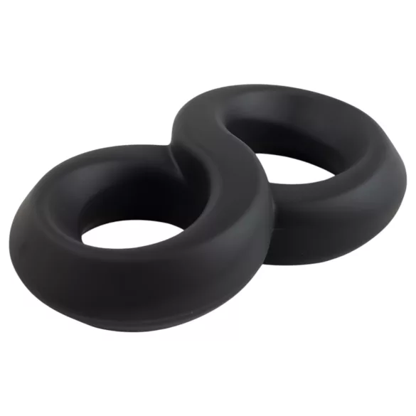 Pulselock Taur - dvojni obroček za penis in moda (črn) - 20 mm