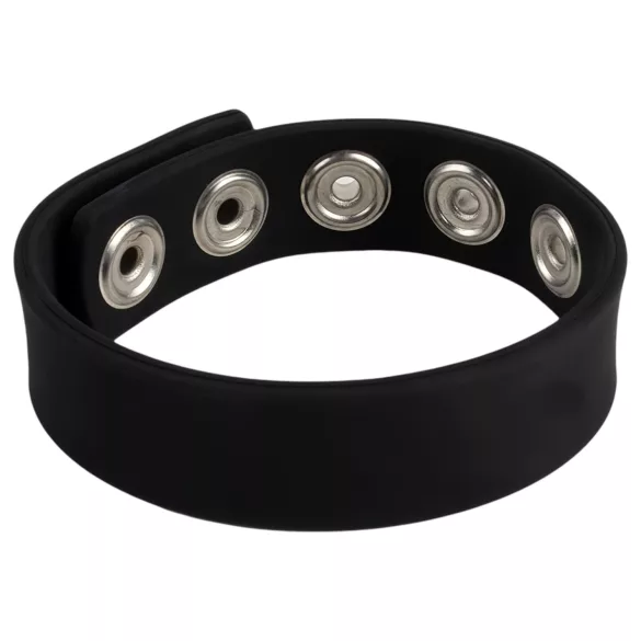 Pulselock Forge - nastavljiv silikonski obroček za penis s pritiskačem (črn) - 228 mm