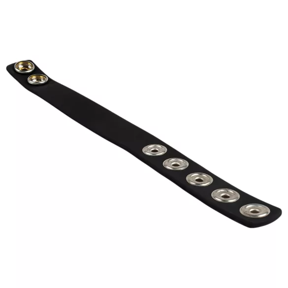 Pulselock Forge - nastavljiv silikonski obroček za penis s pritiskačem (črn) - 228 mm