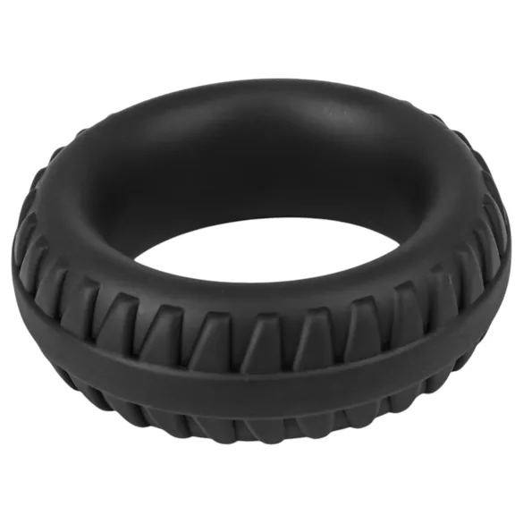 Pulselock Forge - silikonski obroček za penis z vzorcem pnevmatike (črn) - 35 mm