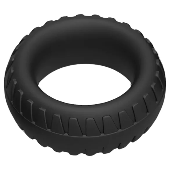 Pulselock Forge - silikonski obroček za penis z vzorcem pnevmatike (črn) - 30 mm