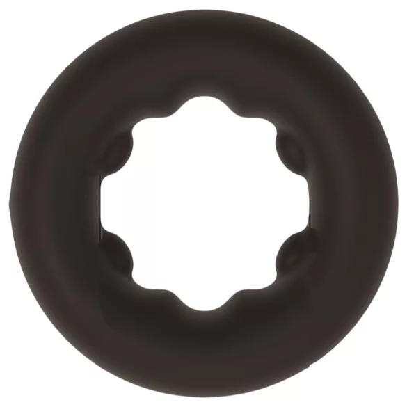 Pulselock Cocktura - pikčast silikonski obroček za penis (črn) - 27 mm