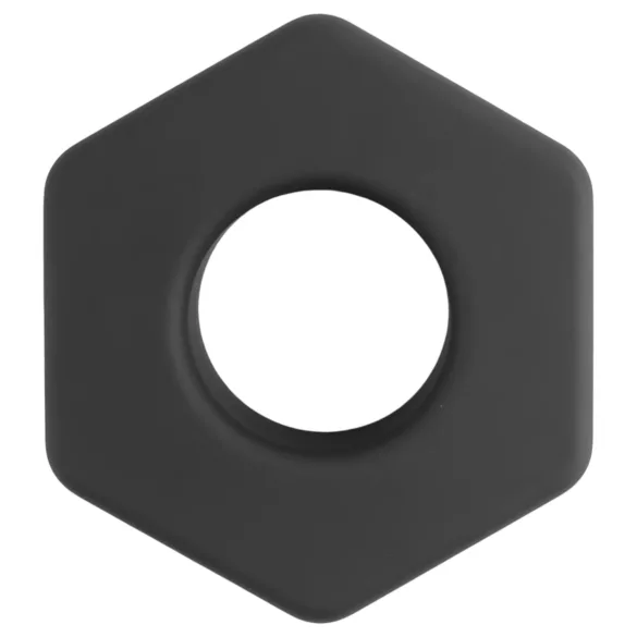 Pulselock Forge - silikonski obroček za penis v obliki matice (črn) - 22 mm