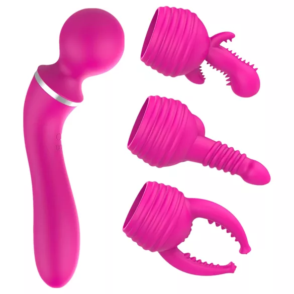 Lonely - vibrator za G-točko in maser 2v1 - 3 nastavki - roza