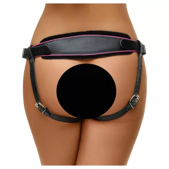 ZADO - črno usnjeno spodnje perilo za pripenjanje dilda za BDSM (S-L)