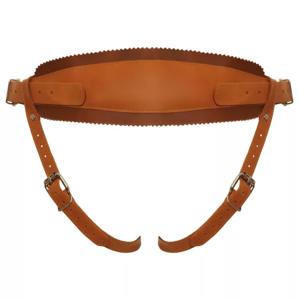 ZADO - usnjene spodnjice za pas za strap-on - rjave - XXL