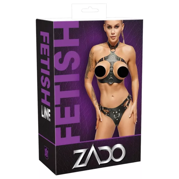 ZADO - usnjen komplet s pasom za spravljanje (črna) - L/XL
