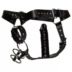 ZADO - usnjeni tanga z dildo in 3 erekcijskimi obročki