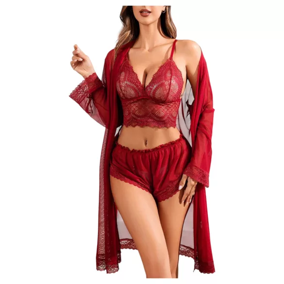 JSY 058 - erotični komplet spodnjega perila - rdeč (L-XL)