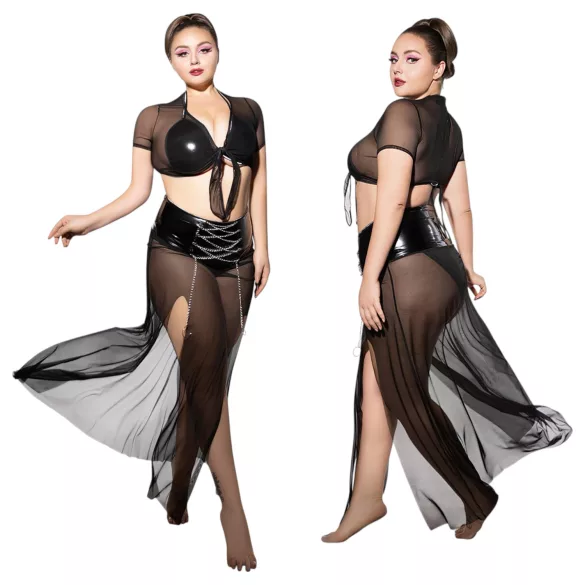 JSY 065 - črn babydoll komplet (XL-2XL)