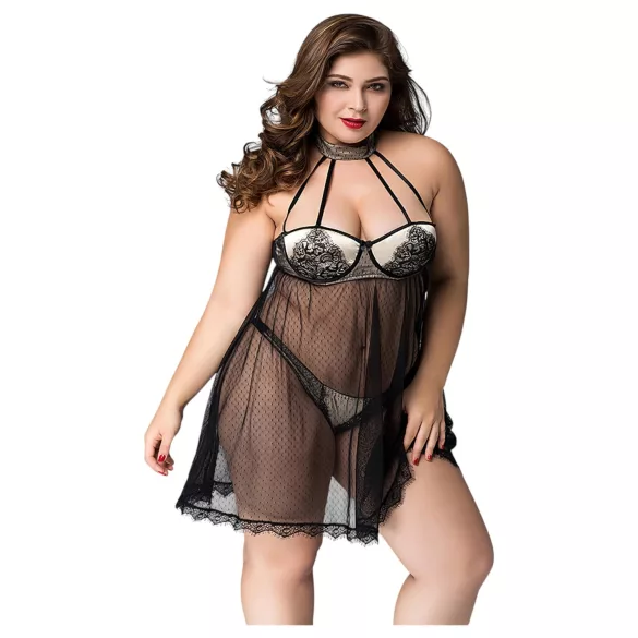 JSY 066 - črn babydoll komplet (XL-2XL)