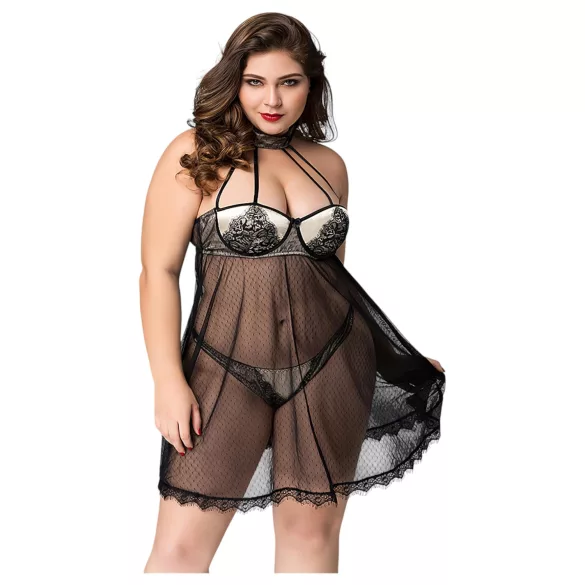 JSY 066 - črn babydoll komplet (XL-2XL)