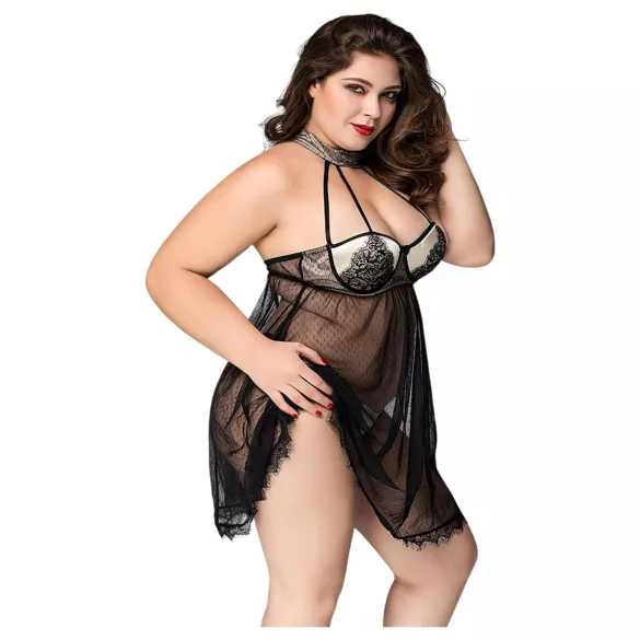 JSY 066 - črn babydoll komplet (XL-2XL)