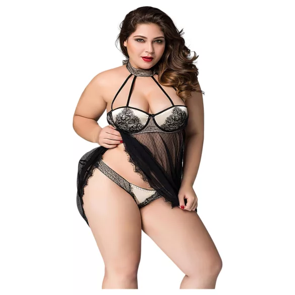 JSY 066 - črn babydoll komplet (XL-2XL)