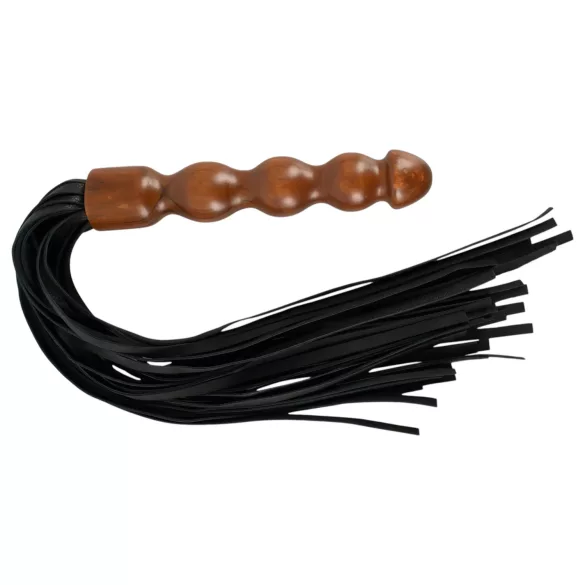 ZADO - bič iz usnja - leseni ročaj dildo - črna rjava