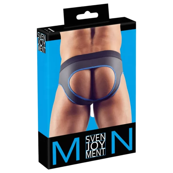 Svenjoyment - moške odprte spodnjice jockstrap - črna/modra - M