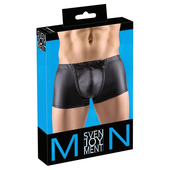 Svenjoyment - mat boksar z zadrgo in kristali (črna)