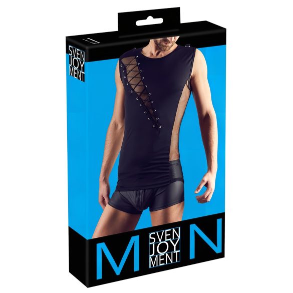 Svenjoyment - moška čipkasta srajca (črna) - L