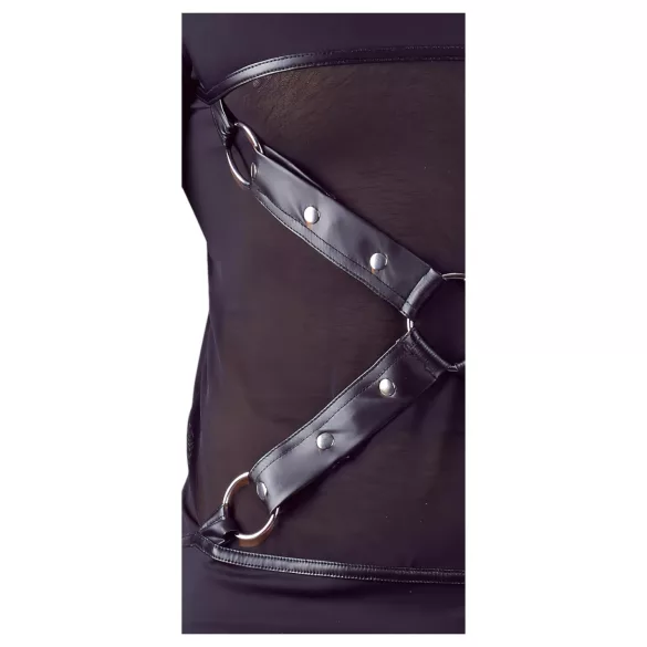 NEK - moška srajca z dolgimi rokavi s križnimi trakovi (črna)