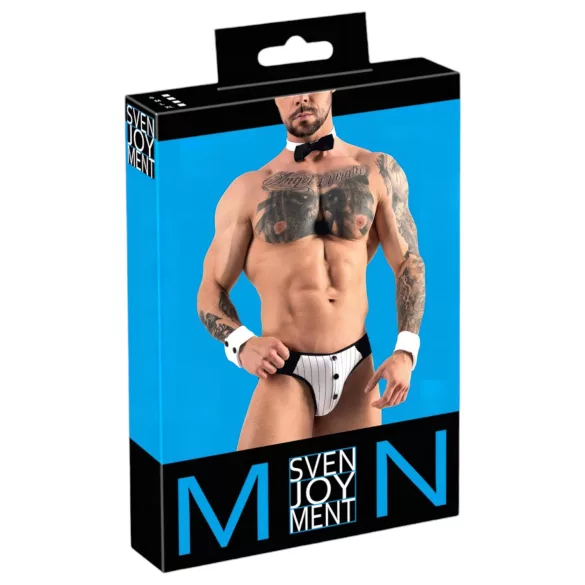 Svenjoyment - moške tangice kostum natakar - črno-bela
