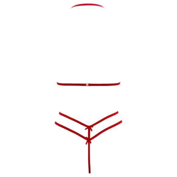 Cottelli - odprt čipkast modrček komplet - rdeča - L