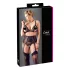 Cottelli Plus Size - komplet čipkasto perilo - črno - 3-delni set